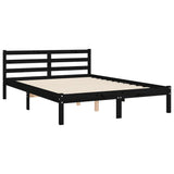 ZNTS Bed Frame with Headboard Black 140x200 cm Solid Wood 3194250