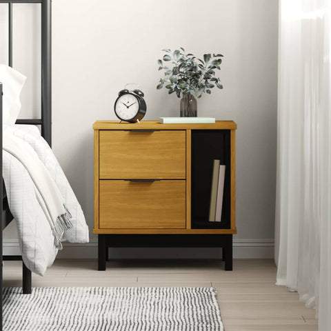 ZNTS Bedside Cabinet "FLAM" 49x35x50 cm Solid Wood Pine 357813