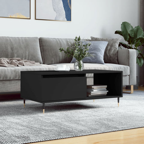 ZNTS Coffee Table Black 90x50x36.5 cm Engineered Wood 830557