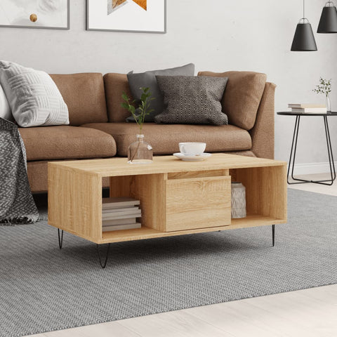 ZNTS Coffee Table Sonoma Oak 90x50x36.5 cm Engineered Wood 830591
