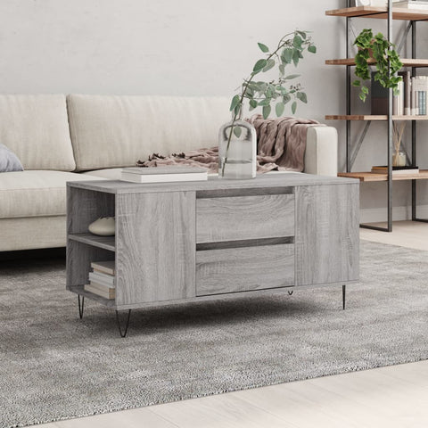 ZNTS Coffee Table Grey Sonoma 102x44.5x50 cm Engineered Wood 831002