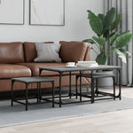 ZNTS Nesting Coffee Tables 3 pcs Grey Sonoma Engineered Wood 835392
