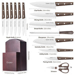 ZNTS Kitchen Knife Sets, 15 Piece Knife Sets with Block for Kitchen Chef Knife Stainless Steel Knives Set 47066328