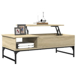 ZNTS Coffee Table Sonoma Oak 100x50x35 cm Engineered Wood and Metal 845392