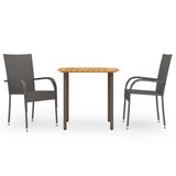 ZNTS 3 Piece Garden Dining Set Poly Rattan Brown 3072481