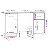 ZNTS Desk with Cabinets Black 135x50x75 cm Solid Wood Pine 3107848