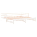 ZNTS Day Bed with Trundle without Mattress White 80x200 cm Solid Wood 840139