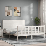 ZNTS Bed Frame without Mattress White King Size Solid Wood Pine 3192757