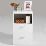 ZNTS FMD Bedside Cabinet with 2 Drawers and Open Shelf White 428713