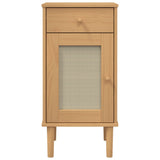 ZNTS Bedside Cabinet SENJA Rattan Look Brown 40x35x80 cm Solid Wood Pine 358016