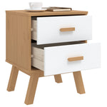 ZNTS Bedside Cabinet OLDEN White and Brown Solid Wood Pine 358584