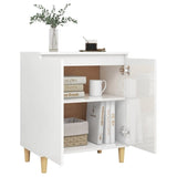 ZNTS Sideboard&Solid Wood Legs High Gloss White 60x35x70cm Engineered Wood 806073