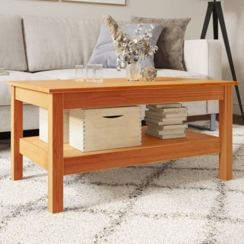 ZNTS Coffee Table Wax Brown 80x50x40 cm Solid Wood Pine 844469