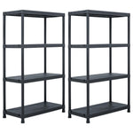 ZNTS Storage Shelf Racks 2 pcs Black 200 kg 80x40x138 cm Plastic 276259