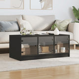 ZNTS Coffee Table with Glass Doors Black 102x50x42 cm 836414