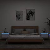 ZNTS Wall-mounted Bedside Cabinets with LED Lights 2 pcs White 836827