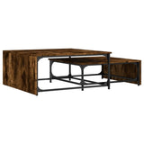 ZNTS Nesting Coffee Tables 2 pcs Smoked Oak Engineered Wood and Metal 845333