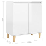 ZNTS Sideboard&Solid Wood Legs High Gloss White 60x35x70cm Engineered Wood 806073