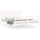 ZNTS Bed Frame without Mattress White King Size Solid Wood 3195032