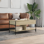 ZNTS Coffee Table Sonoma Oak 100x50x50 cm Engineered Wood and Metal 845367
