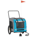ZNTS Pet Bike Trailer Blue and Grey Oxford Fabric and Iron 93862