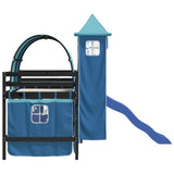 ZNTS Kids' Loft Bed with Tower without Mattress Blue 80x200 cm 3207097