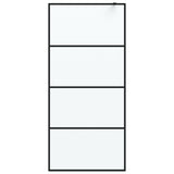 ZNTS Walk-in Shower Wall Black 90x195 cm Frosted ESG Glass 152131