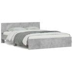 ZNTS Bed Frame with LED without Mattress Concrete Grey 160x200 cm 3207598