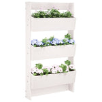 ZNTS Wall Planter 3-Tier 60x18.5x110 cm White Solid Wood Pine 825115