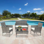 ZNTS Outdoor Living Room Balcony Rattan Furniture Four-Piece-Gray 36658779