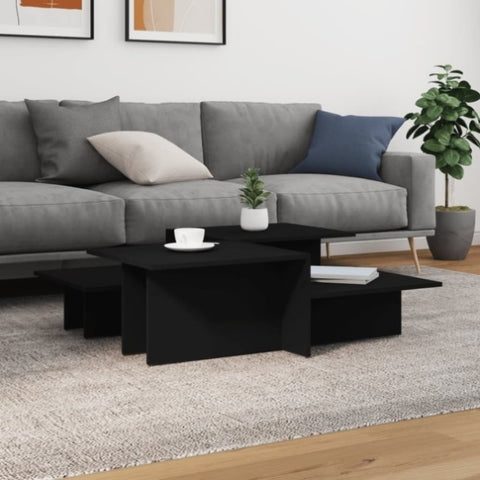 ZNTS Coffee Tables 2 pcs Black Engineered Wood 3216150