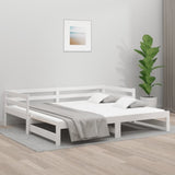 ZNTS Day Bed with Trundle without Mattress White 80x200 cm Solid Wood 840139