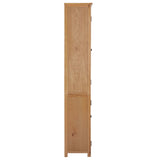 ZNTS Bookcase with 4 Doors 90x35x200 cm Solid Oak Wood and Glass 289180