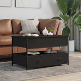 ZNTS Coffee Table Black 85x50x50 cm Engineered Wood and Metal 845386