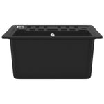 ZNTS Granite Kitchen Sink Single Basin Black 142952