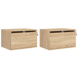 ZNTS Wall-mounted Bedside Cabinets with LED Lights 2 pcs Sonoma Oak 836831