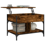 ZNTS Coffee Table Smoked Oak 70x50x50 cm Engineered Wood and Metal 845363