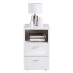 ZNTS FMD Bedside Table with 2 Drawers Shelf High Gloss White 429456