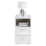 ZNTS FMD Bedside Table with 2 Drawers Shelf High Gloss White 429456