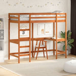 ZNTS Loft Bed without Mattress Wax Brown 75x190 cm Small Single Solid Wood Pine 842865