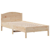 ZNTS Bed Frame without Mattress 75x190 cm Small Single Solid Wood Pine 842626