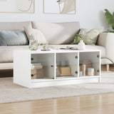 ZNTS Coffee Table with Glass Doors White 102x50x42 cm 836413