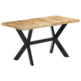 ZNTS Dining Table 140x70x75 cm Solid Rough Mango Wood 247437