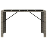 ZNTS Bar Table with Glass Top Grey 185x80x110 cm Poly Rattan 362601