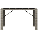 ZNTS Bar Table with Glass Top Grey 185x80x110 cm Poly Rattan 362601