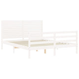 ZNTS Bed Frame without Mattress White King Size Solid Wood 3195032