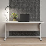 Prima Desk 150 cm in White with Height adjustable legs with electric control in Silver grey steel 720804024903A
