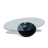 ZNTS Coffee Table with Oval Glass Top High Gloss Black 240319