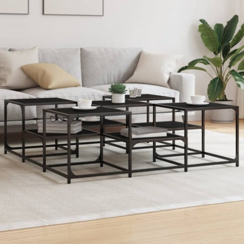 ZNTS Coffee Table Black 121x121x40 cm Engineered Wood 839068