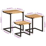 ZNTS Nesting Coffee Tables 3 pcs Solid Wood Mango and Iron 358561